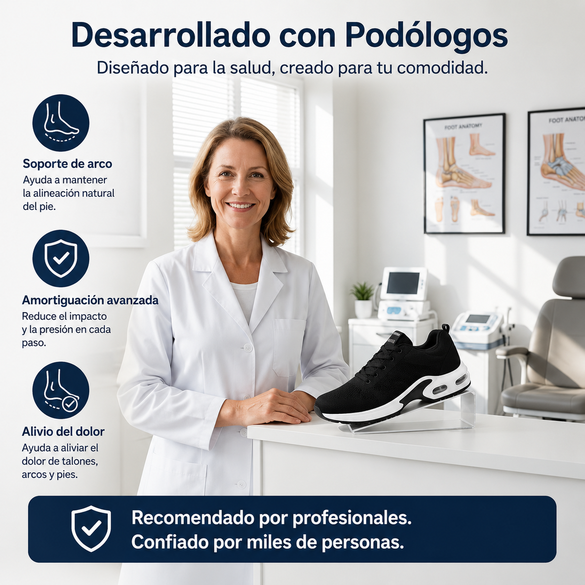 Orthora™ Pro — Zapatilla para Turnos de 12 Horas: Alivia el Dolor de Pies, Rodillas y Espalda Todo el Día