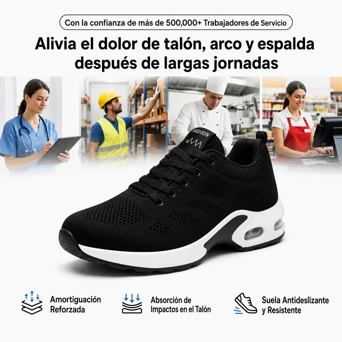 Orthora™ Pro — Zapatilla para Turnos de 12 Horas: Alivia el Dolor de Pies, Rodillas y Espalda Todo el Día
