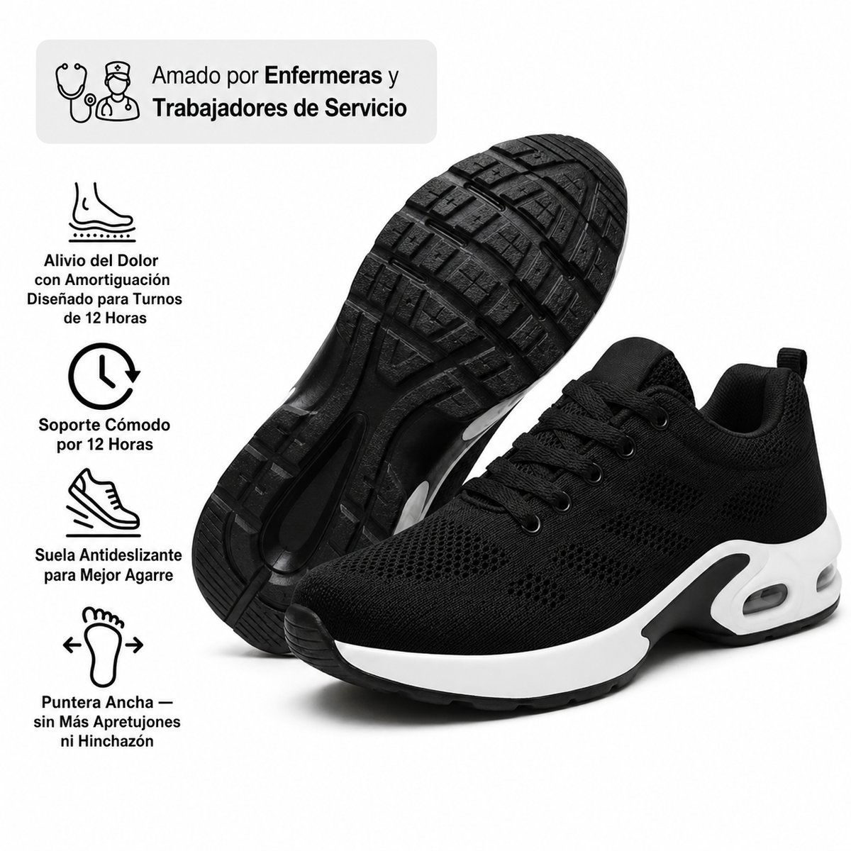 Orthora™ Pro — Zapatilla para Turnos de 12 Horas: Alivia el Dolor de Pies, Rodillas y Espalda Todo el Día